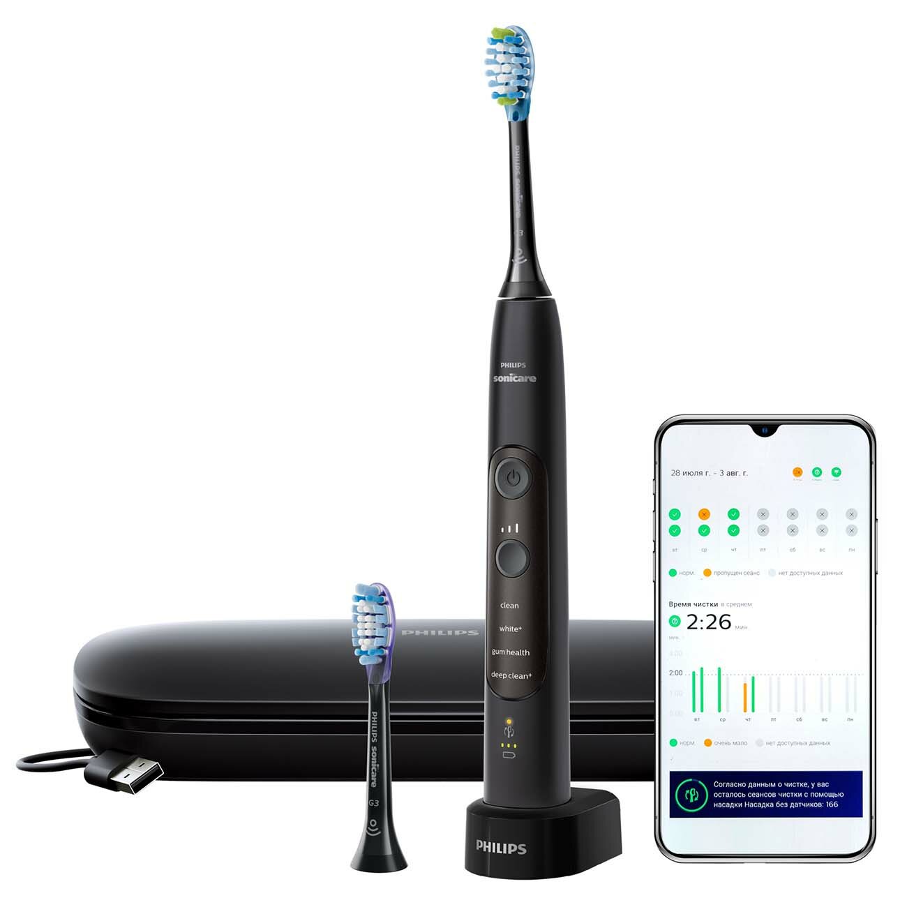 Электрическая зубная щетка Philips Sonicare ExpertClean HX9631/16 с приложением