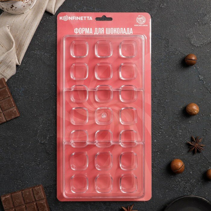 Форма для шоколада и конфет KONFINETTA «Куб», 27,5×13,5×3 см, 21 ячейка, ячейка 2,5×2,5 см - фотография № 5
