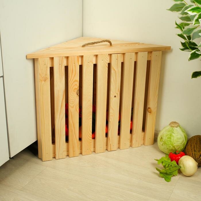 Ящик для овощей, 60 × 40 × 50 см, деревянный, угловой с полкой - фотография № 2