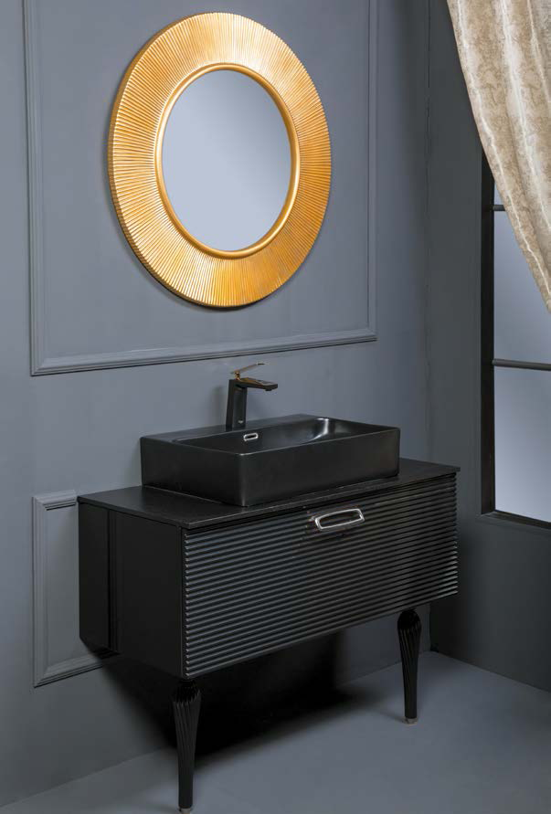 Мебель для ванной Armadi Art Vallessi Avantgarde Linea 80 со столешницей черный с хромом