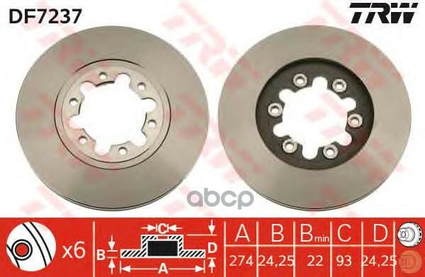 Диск Тормозной Вентилируемый TRW арт. DF7237