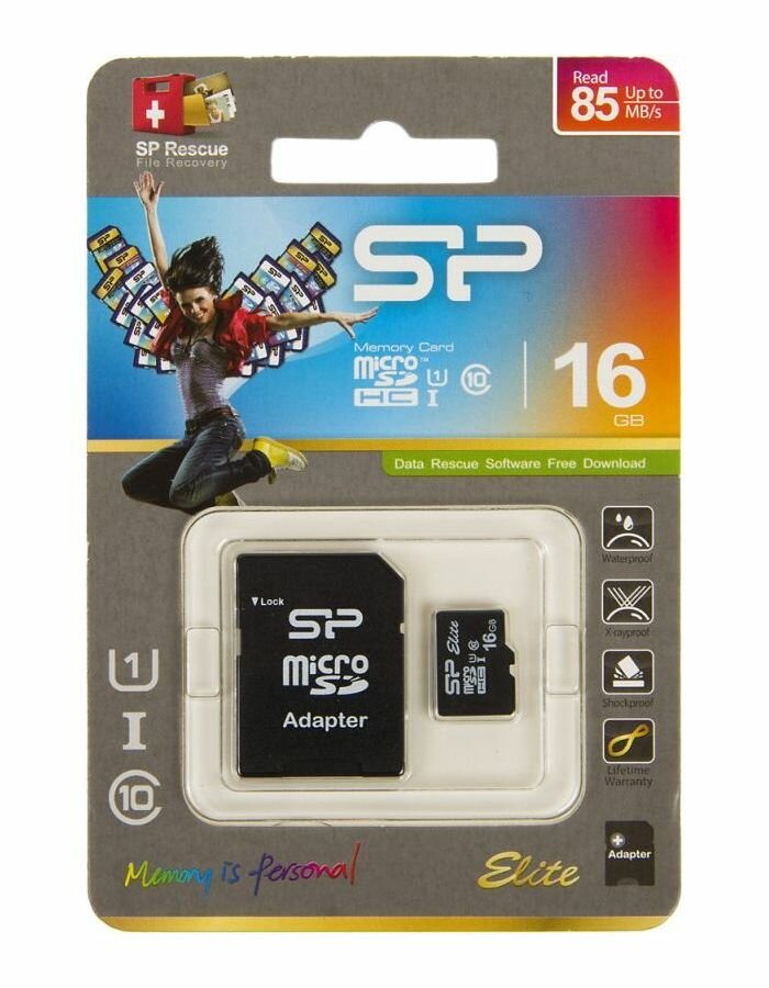 Карта памяти Silicon Power micro SDHC 16Gb Elite Class 10 UHS-I U1 + ADP (85/15 Mb/s)