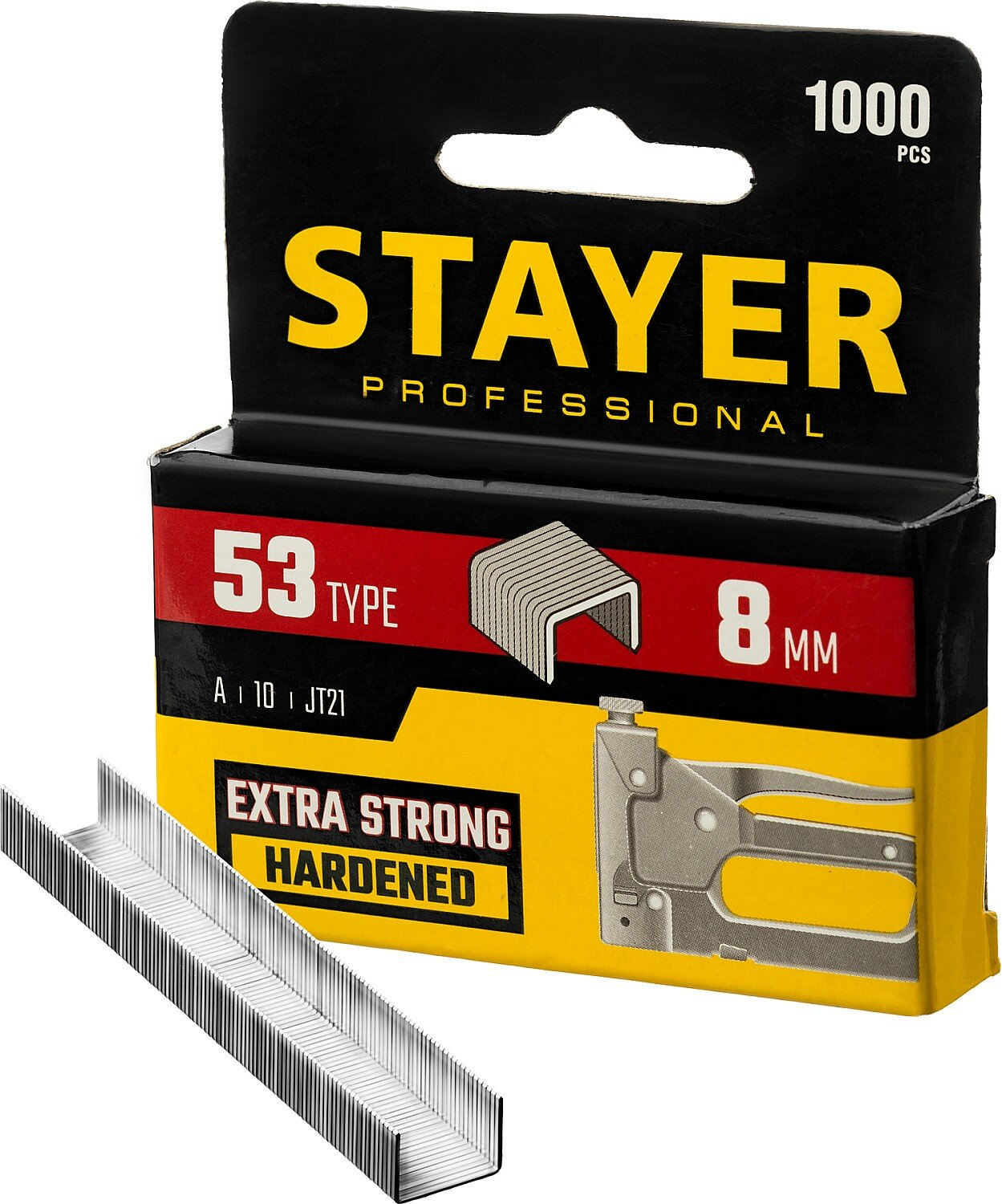 STAYER тип 53 (A/10/JT21) 8 мм 1000 шт калибр 23GA скобы для степлера (3159-08)