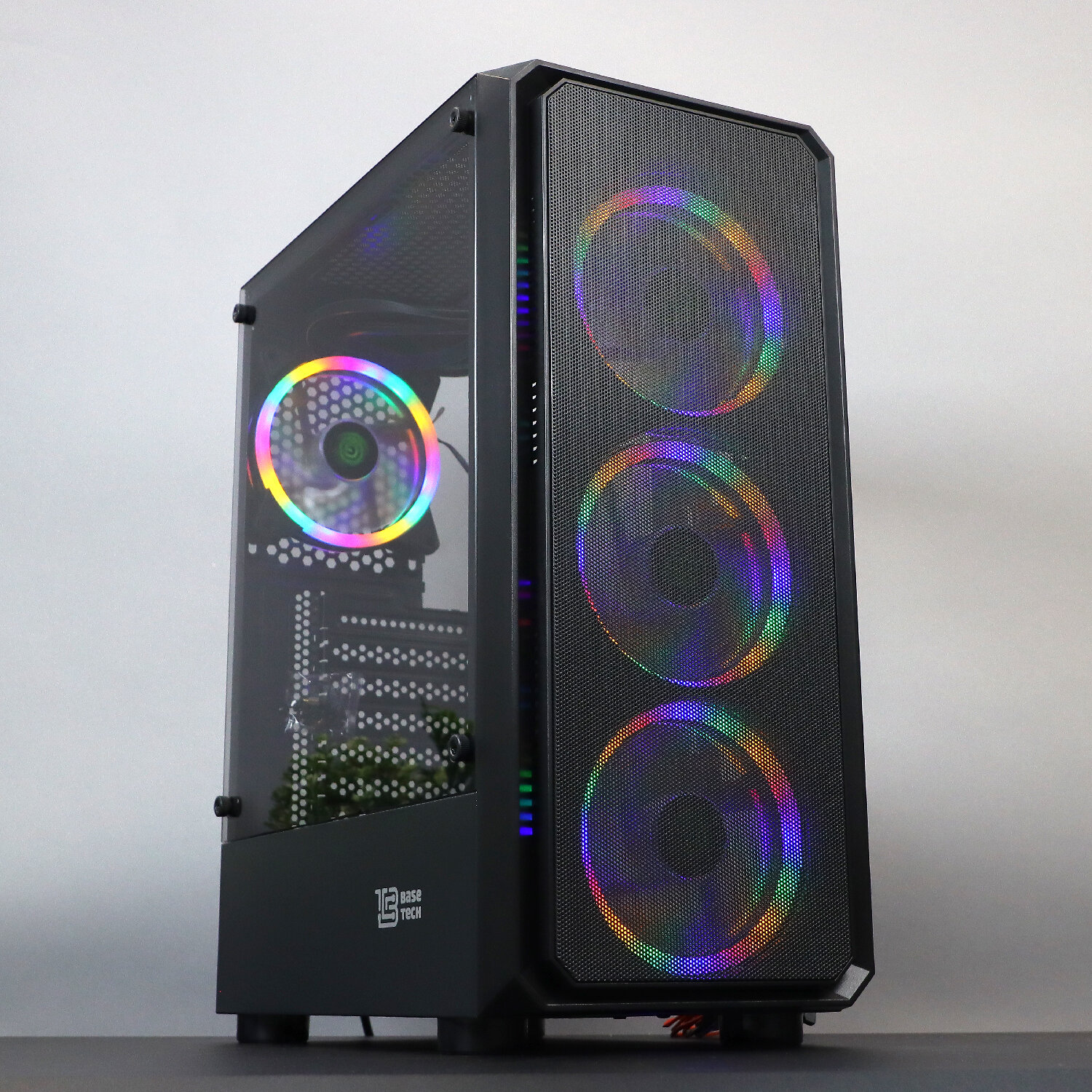 Корпус BaseTech eXtreme GFX-03, Без БП, ATX, чёрный, 4xRGB FAN