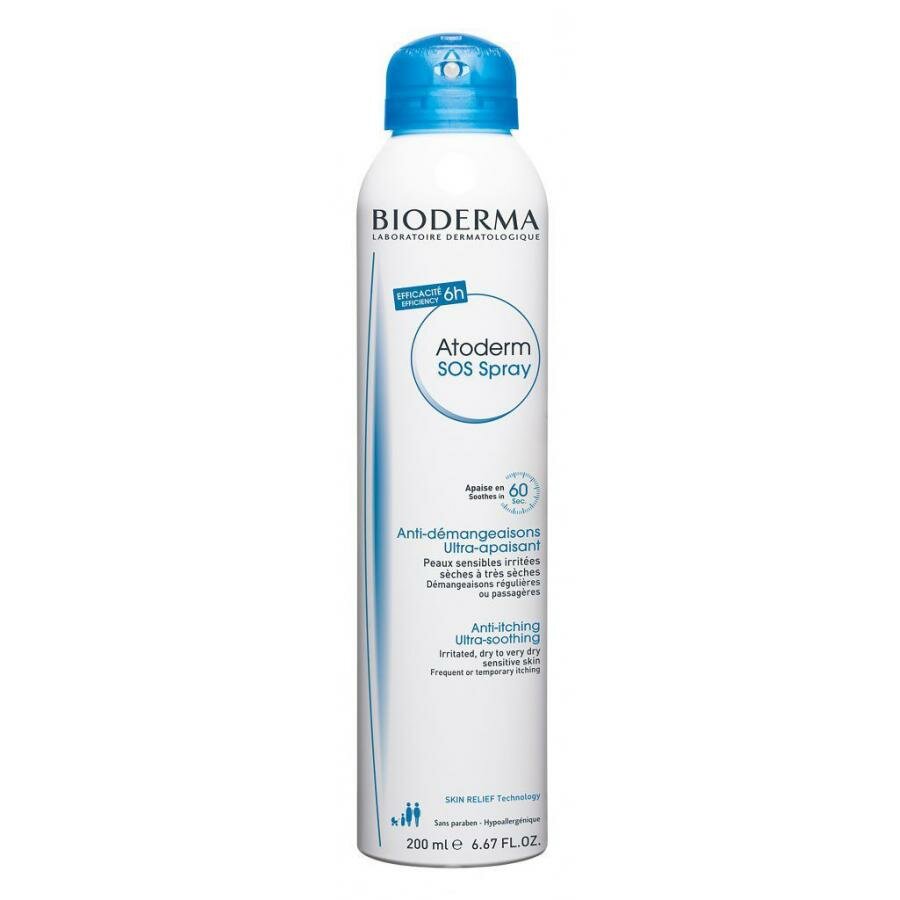 Спрей для лица и тела Bioderma Atoderm SOS, 200 мл, устраняет зуд в течение 60 секунд