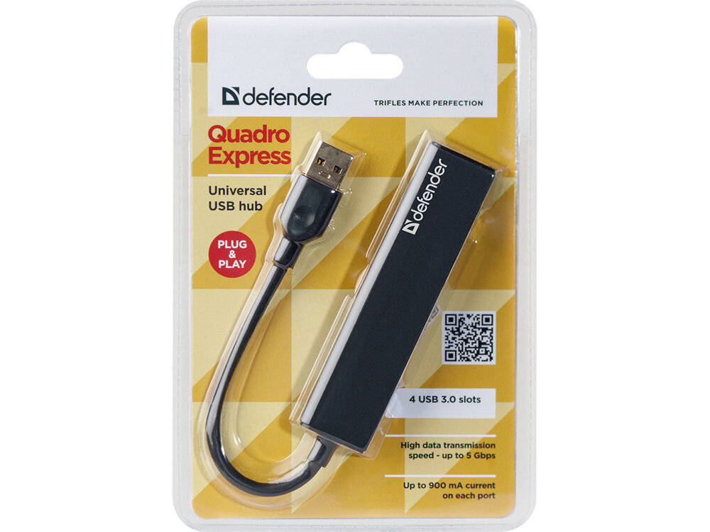 Концентратор USB 3.0 Defender Quadro Express, 4 порта