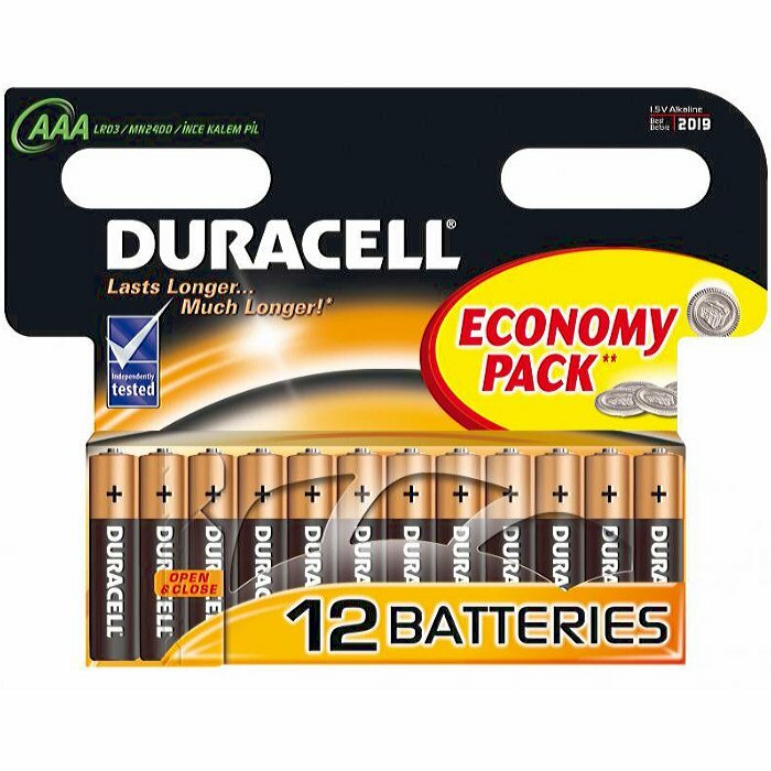 Батарейка ААА щелочная Duracell LR03-12BL Basic экономичная упаковка 12шт.