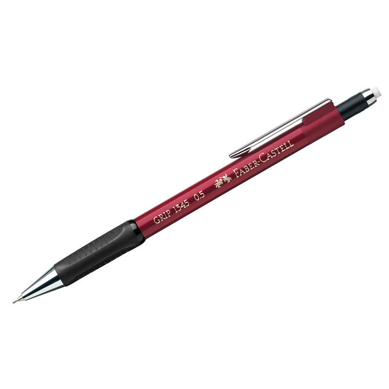 Карандаш механический Faber-Castell "Grip 1345" 0,5мм, B, грип, с ласт., автоподача грифеля, красный