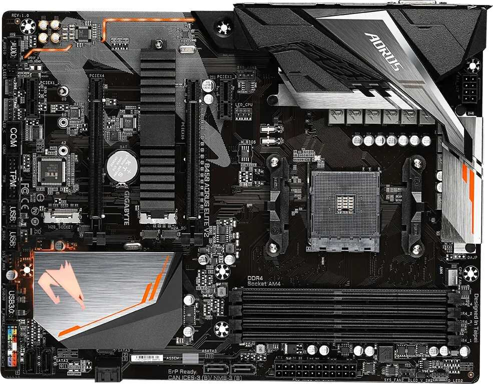 Материнская плата Gigabyte B450 AORUS ELITE V2 Soc-AM4 AMD B450 4xDDR4 ATX AC`97 8ch(7.1) GbLAN RAID