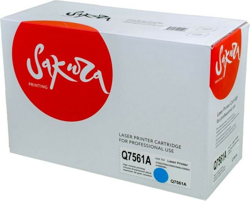 Картридж SAKURA Q7561A для HP Color LaserJet 2700/2700n/3000/3000n/3000dn/3000dtn, синий, 3500 к.