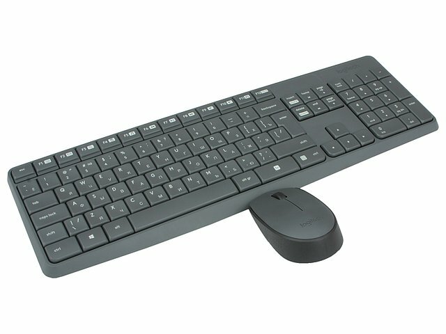 Комплект клавиатура + мышь Logitech Комплект клавиатура + мышь Logitech MK235 920-007948, беспров., серый (USB)
