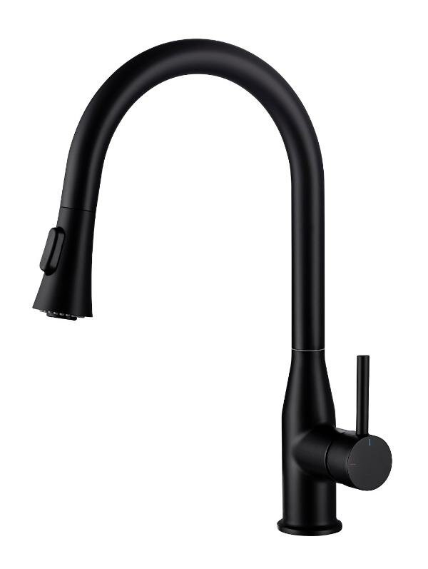 Смеситель для кухни Timo Saona 2336/03FL, выдвижная лейка, черный матовый
