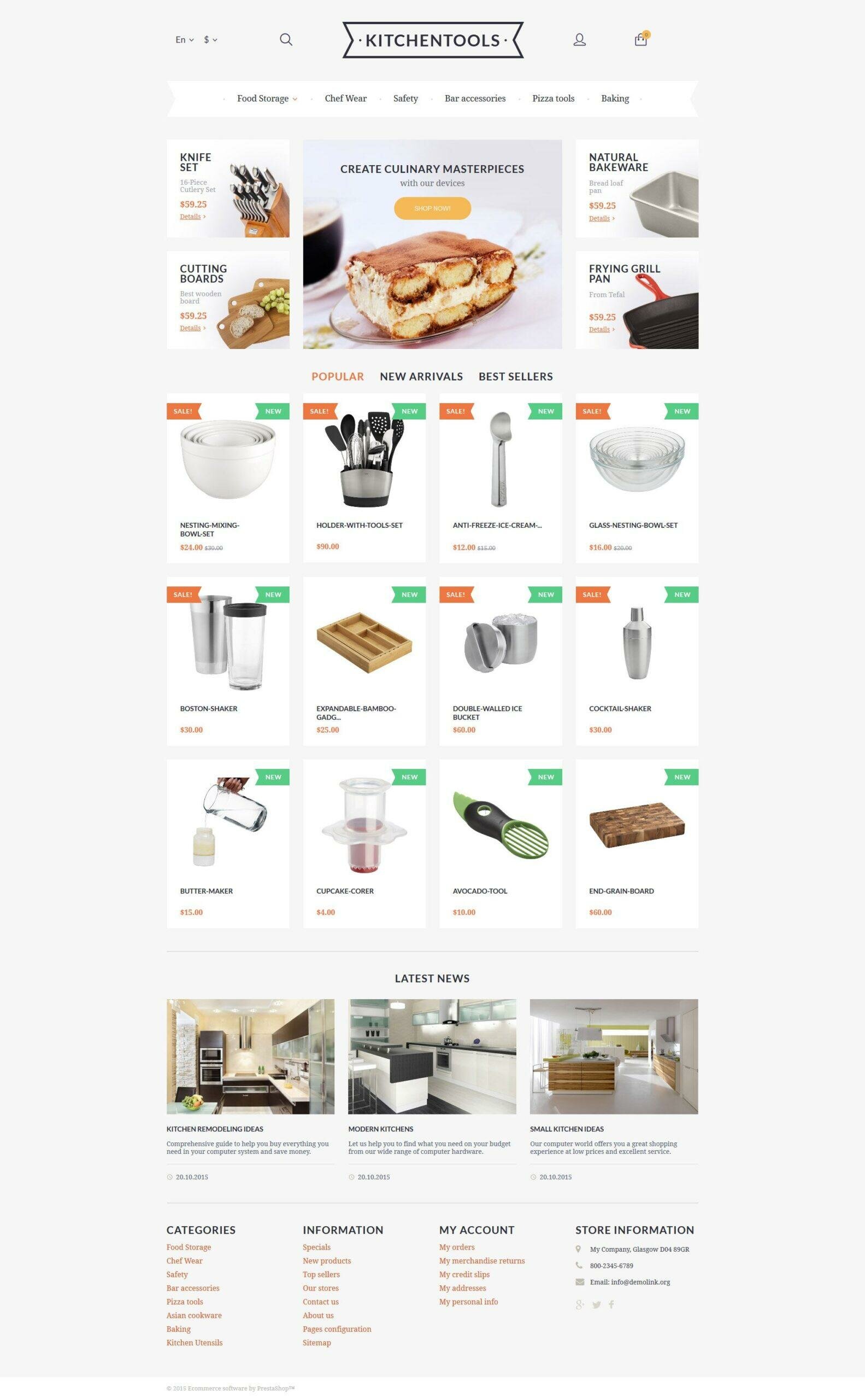 Kitchen Tools Тема PrestaShop