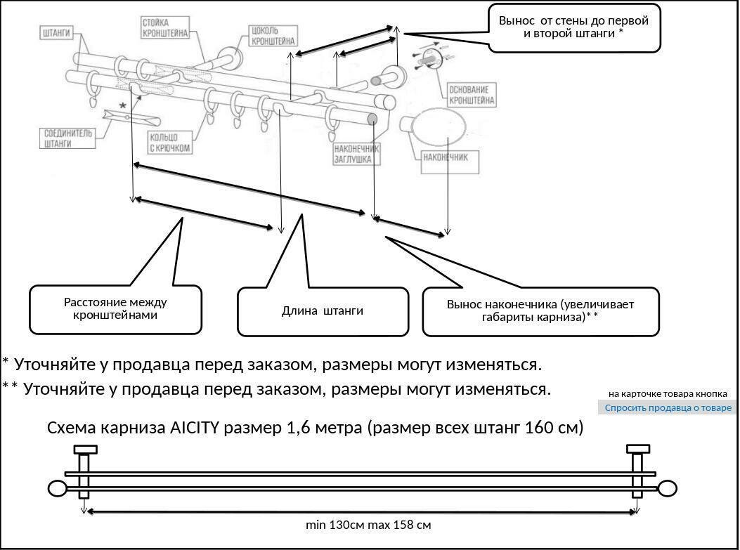 Карниз для штор 1,6 метра AICITY классик плоский твист 21 бронза - фотография № 2