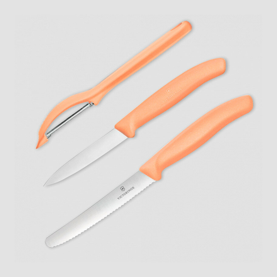 VICTORINOX Набор из овощечистки и 2-х кухонных ножей Swiss Classic Trend Colors, цвет: бежевый 6.7116.31L92