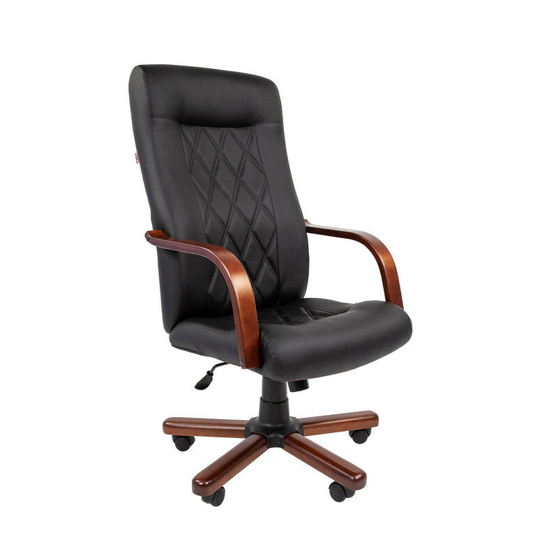 Кресло Офисное кресло EChair 430 TPU экокожа черный, дерево - фотография № 1