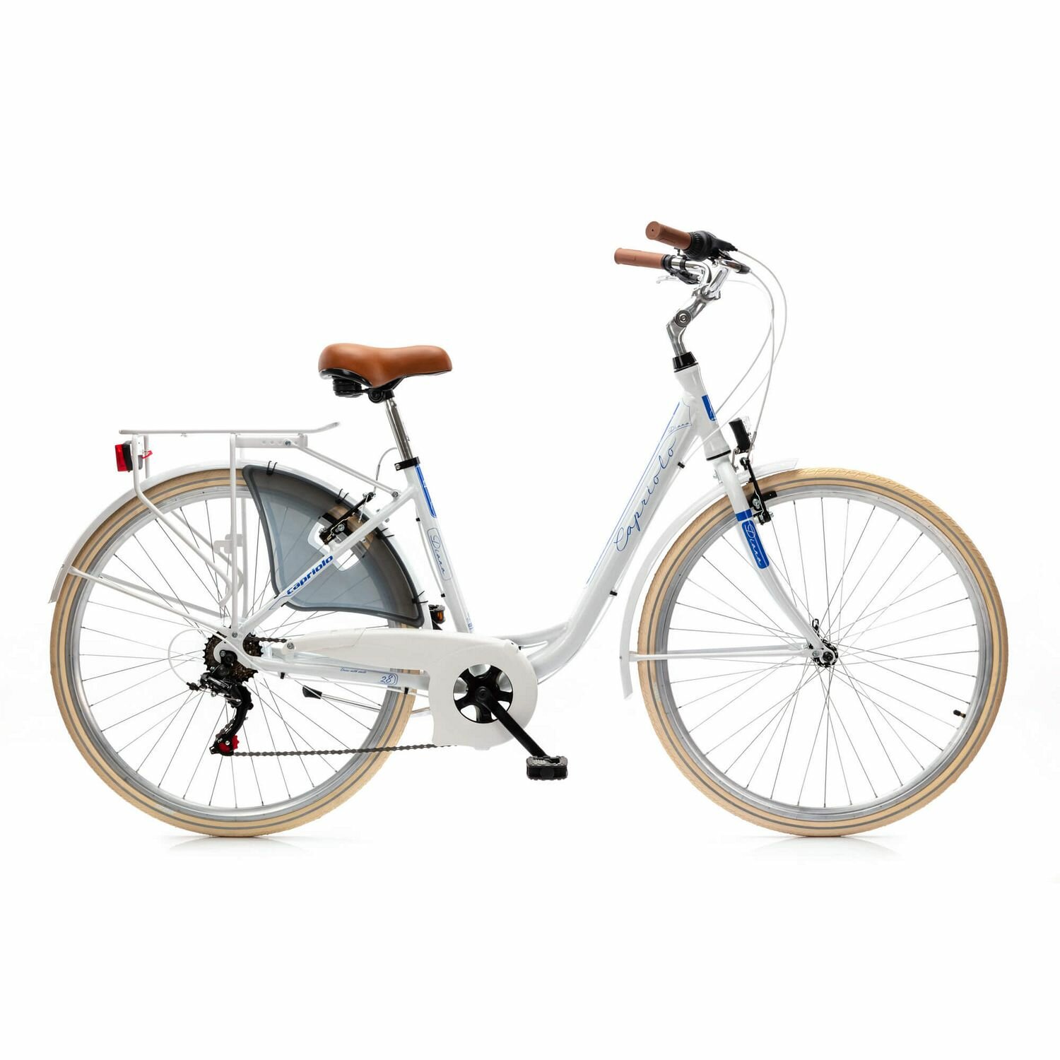 Велосипед CAPRIOLO DIANA LITE 28' (2023) (Велосипед городской CAPRIOLO DIANA LITE 28" Белый/Синий, one size Алюминий,919765-18)