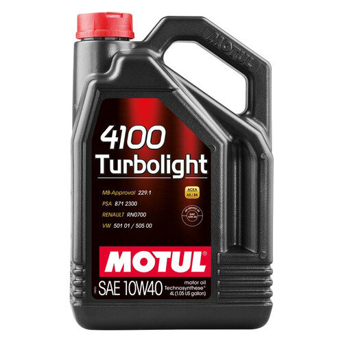 Моторное масло MOTUL 4100 Turbolight, 10W-40, 4л, полусинтетическое [109462]
