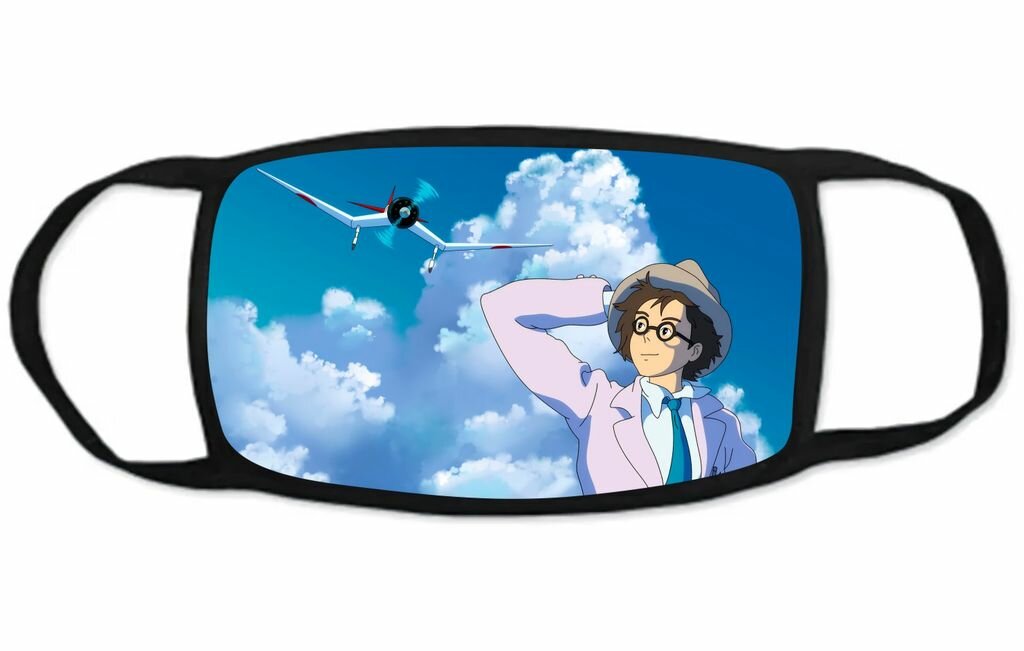 Маска защитная тканевая на лицо Ветер крепчает, The Wind Rises №4, Детская - 18 на 10 см