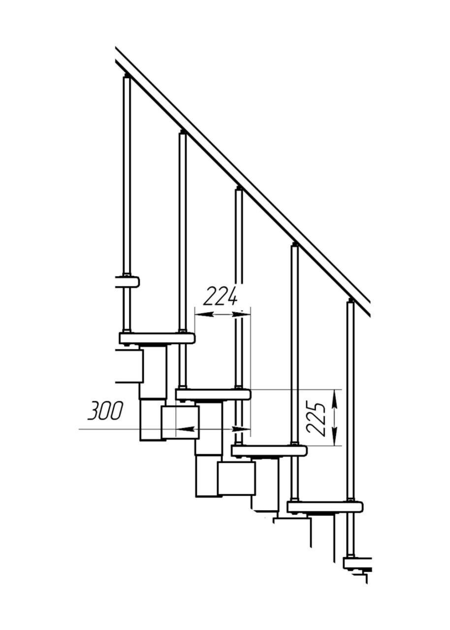 Модульная лестница Фаворит 225 (h 2250-2350, Серый, Сосна, Крашеная) - фотография № 2