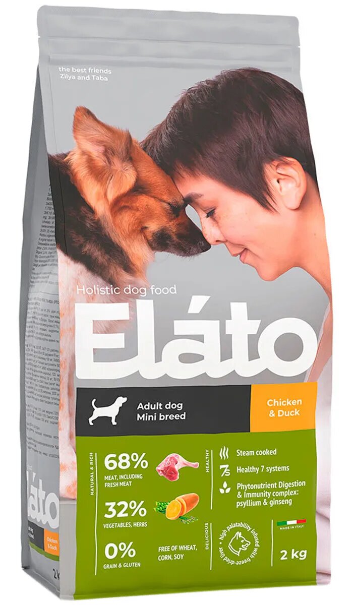 Elato Holistic Adult Mini для взрослых собак мелких пород с курицей и уткой, 2 кг