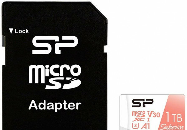 Карта памяти microSD 1TB Silicon Power Superior A1 microSDXC Class 10 UHS-I U3 100/80 Mb/s (SD адаптер) SP001TBSTXDV3V20SP