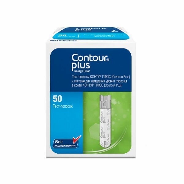 Тест-полоски Contour plus (Контур плюс) для глюкометра 50 шт.