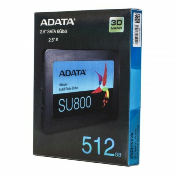   512GB ADATA Ultimate SU800, 2.5, SATA III, (R/W - 560/520 MB/s) 3D-NAND TLC, SMI