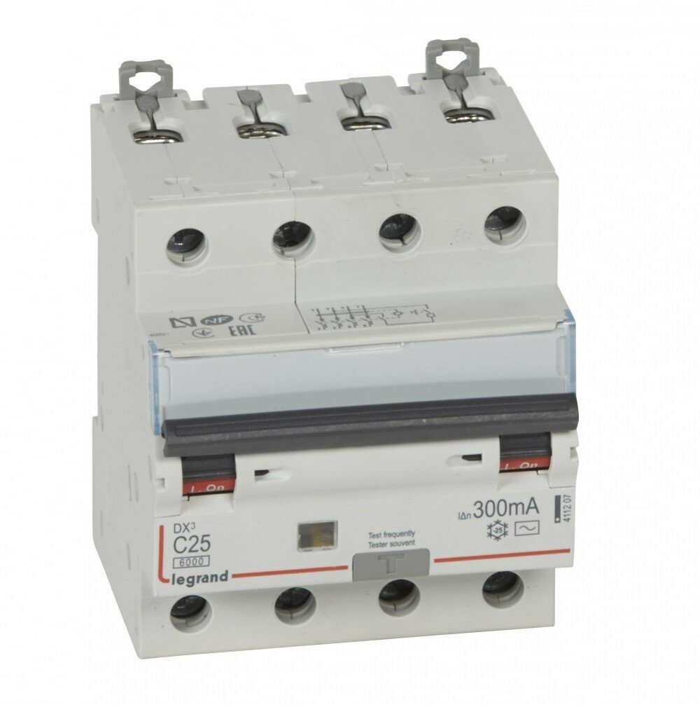 Дифференциальный автомат DX3 300mA 25A 4П Тип AC. Legrand 411207