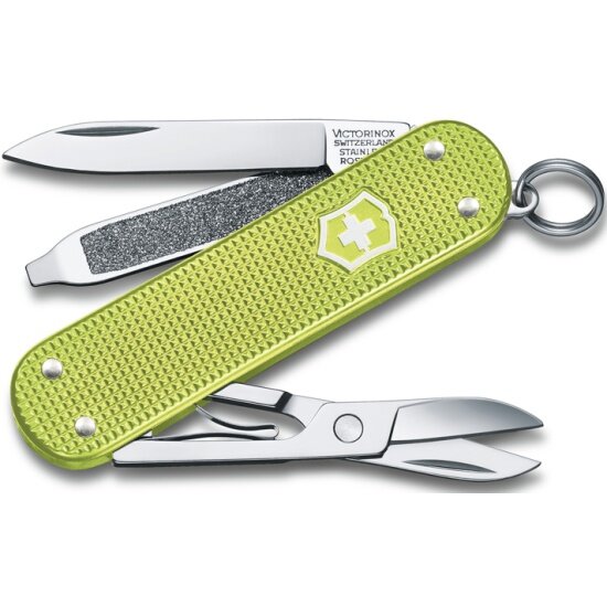 Нож-брелок Victorinox Classic SD Alox Colors Lime Twist, 58 мм, 5 функций, светло-зелёный