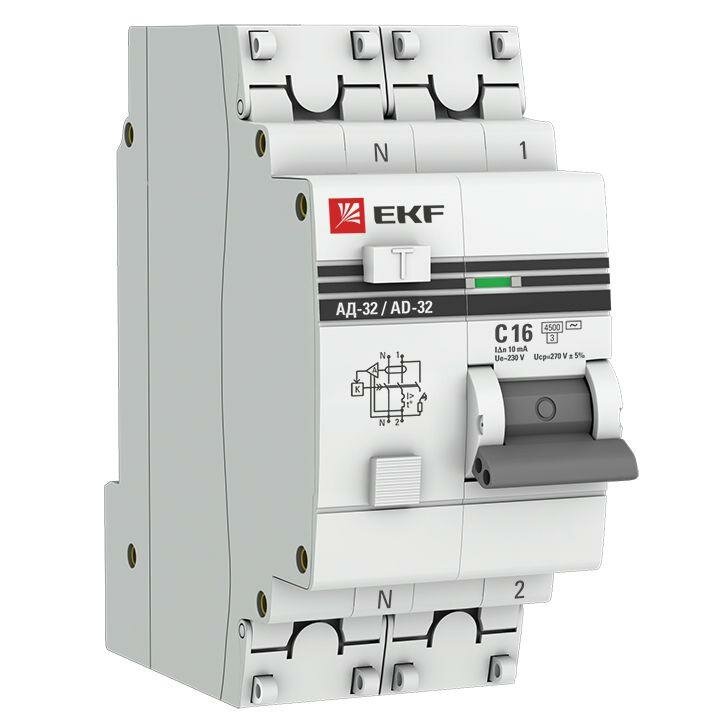 Дифференциальный автомат EKF АД-32 2П 10 мА C 4.5 кА AC электронный