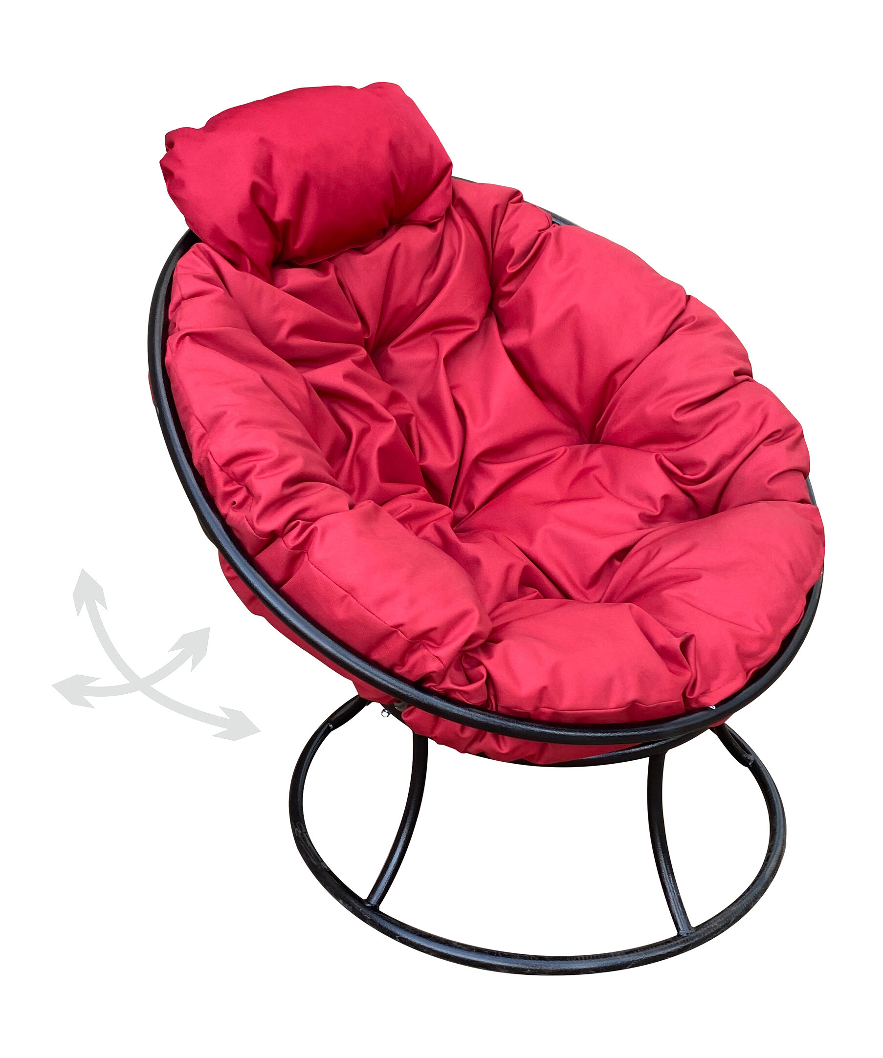 Кресло m-group папасан пружинка мини чёрное, красная подушка - фотография № 1