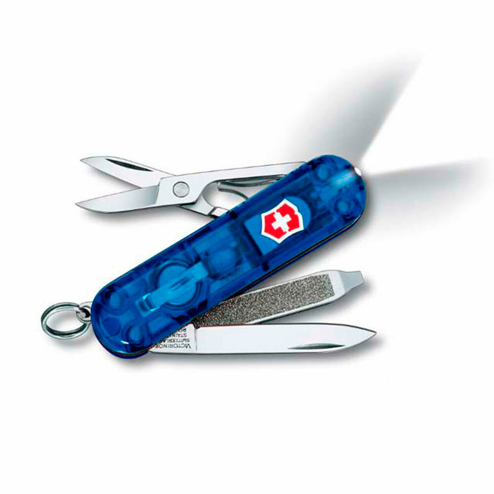 Нож-брелок Victorinox Swiss Lite Transparent Blue 58 мм 7 функций 0.6228.T2