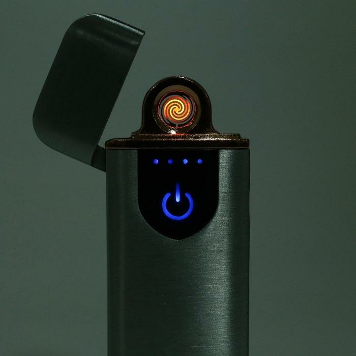 Зажигалка электронная "Авилес" спираль, сенсорная кнопка, серебристая 7.9х3.1 см 5066589 - фотография № 3