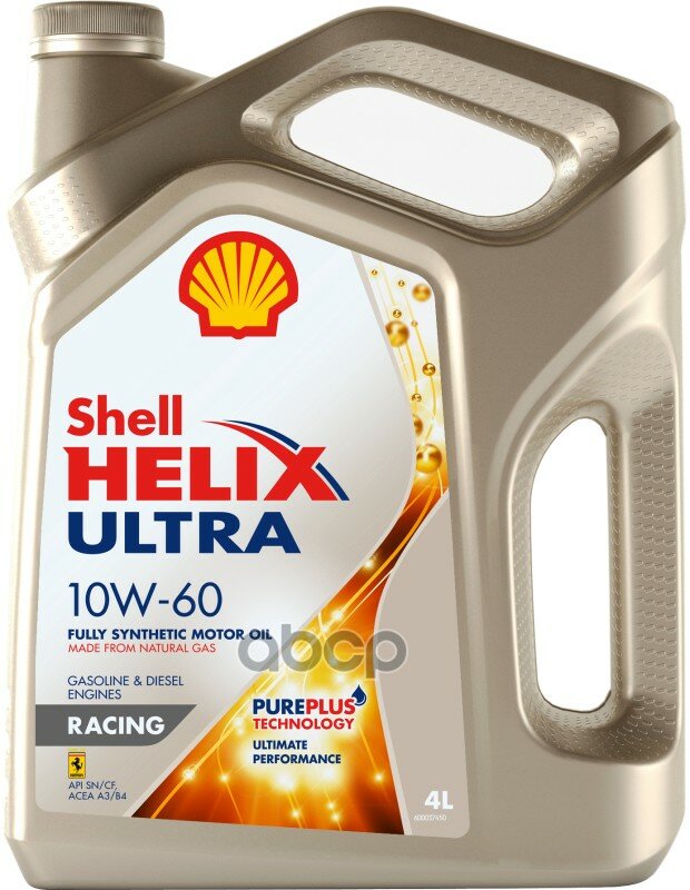 Shell Масло Моторное Shell Helix Ultra Racing 10w60 Синтетическое 4 Л 550046412