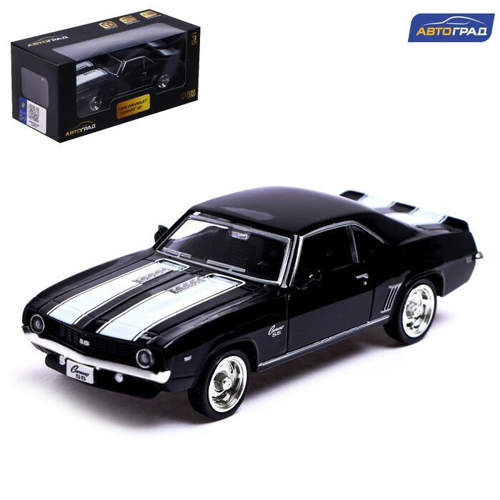 Металлический транспорт Автоград Машина металлическая CHEVROLET CAMARO SS, 1:32, открываются двери, инерция, цвет чёрный