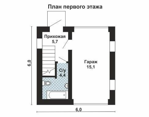 (48м2, 6х6м) Готовый проект красивого двухэтажного дома из газобетона с гаражом - AS-2245 - фотография № 3