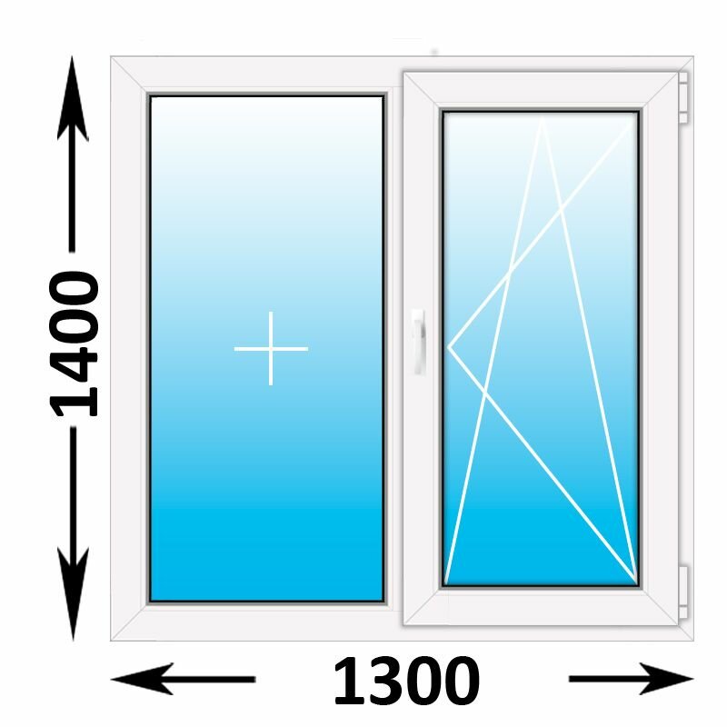 Пластиковое окно Melke двухстворчатое 1300x1400 (ширина Х высота) (1300Х1400)
