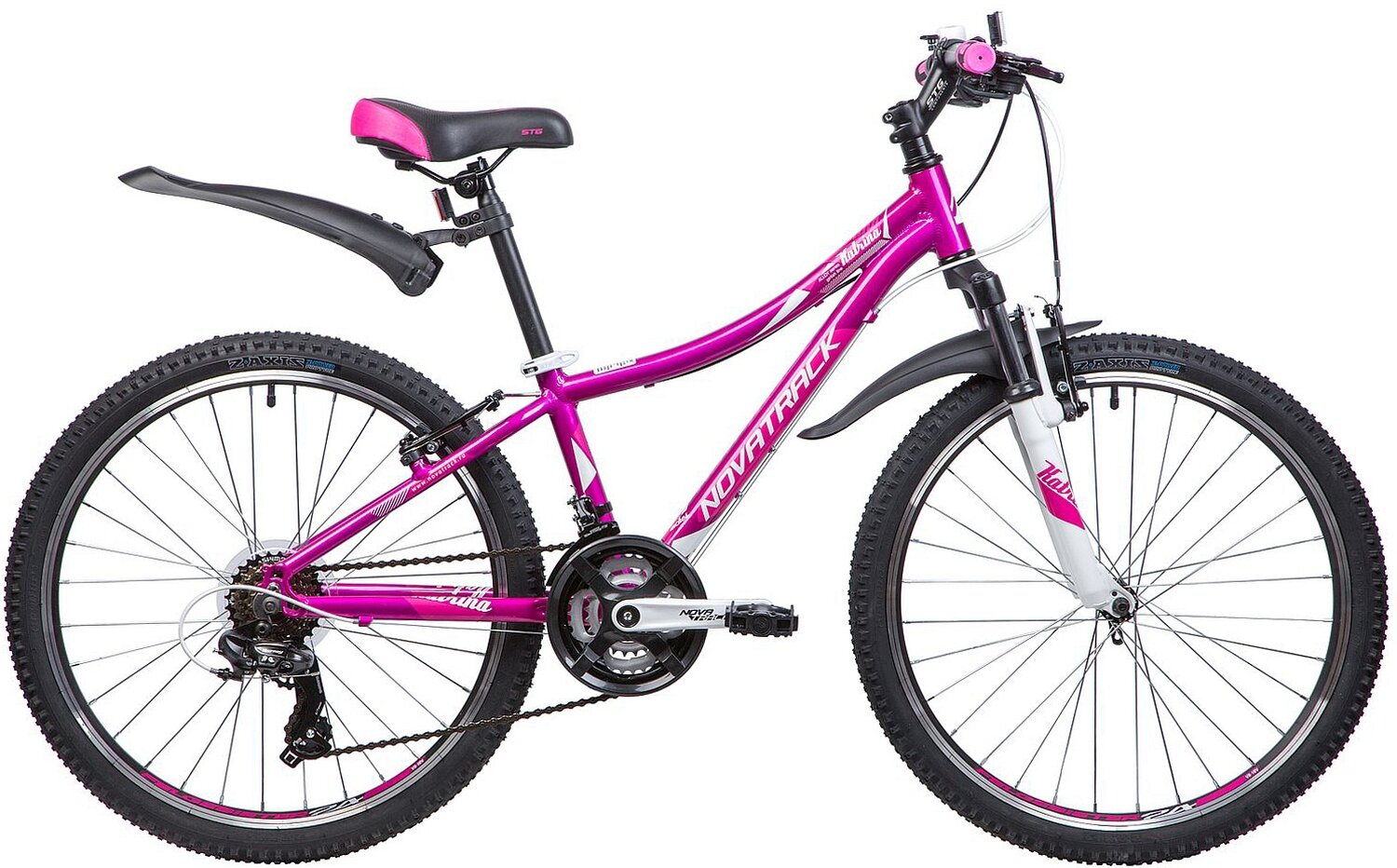 Велосипед NOVATRACK KATRINA 24" (2019) (Велосипед NOVATRACK 24" KATRINA, алюм.рама 12" фиолетовый, 21-скор, TY300/TS38/TZ500, V-brake)