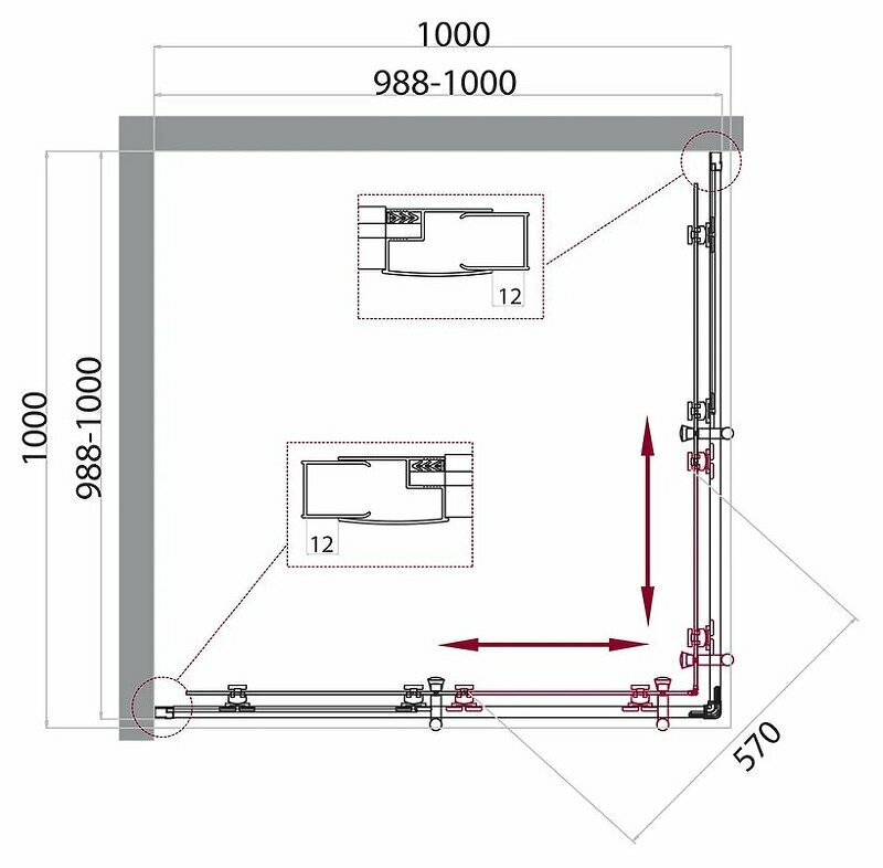 Душевой уголок BelBagno UNO-195-A-2-100-C-Cr - фото №5