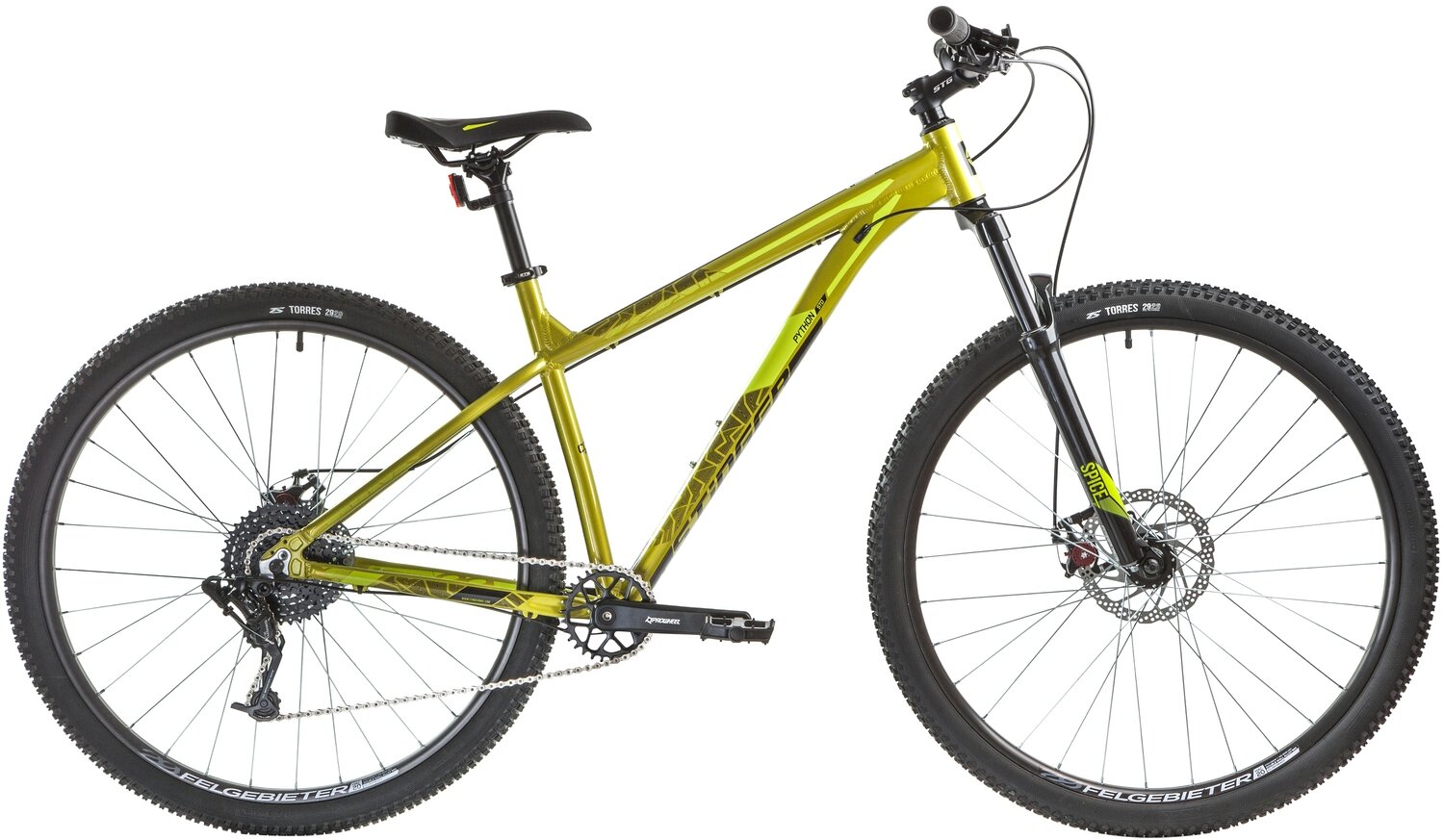 Велосипед STINGER PYTHON STD 29" (2021) (Велосипед STINGER 29" PYTHON STD зеленый, алюминий, размер 22")