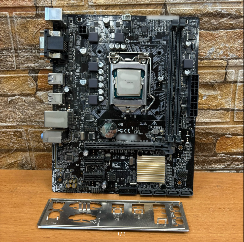 Материнская плата H110M-K H110 LGA 1151v1 DDR4 + G4560, Б/У Полностью рабочая