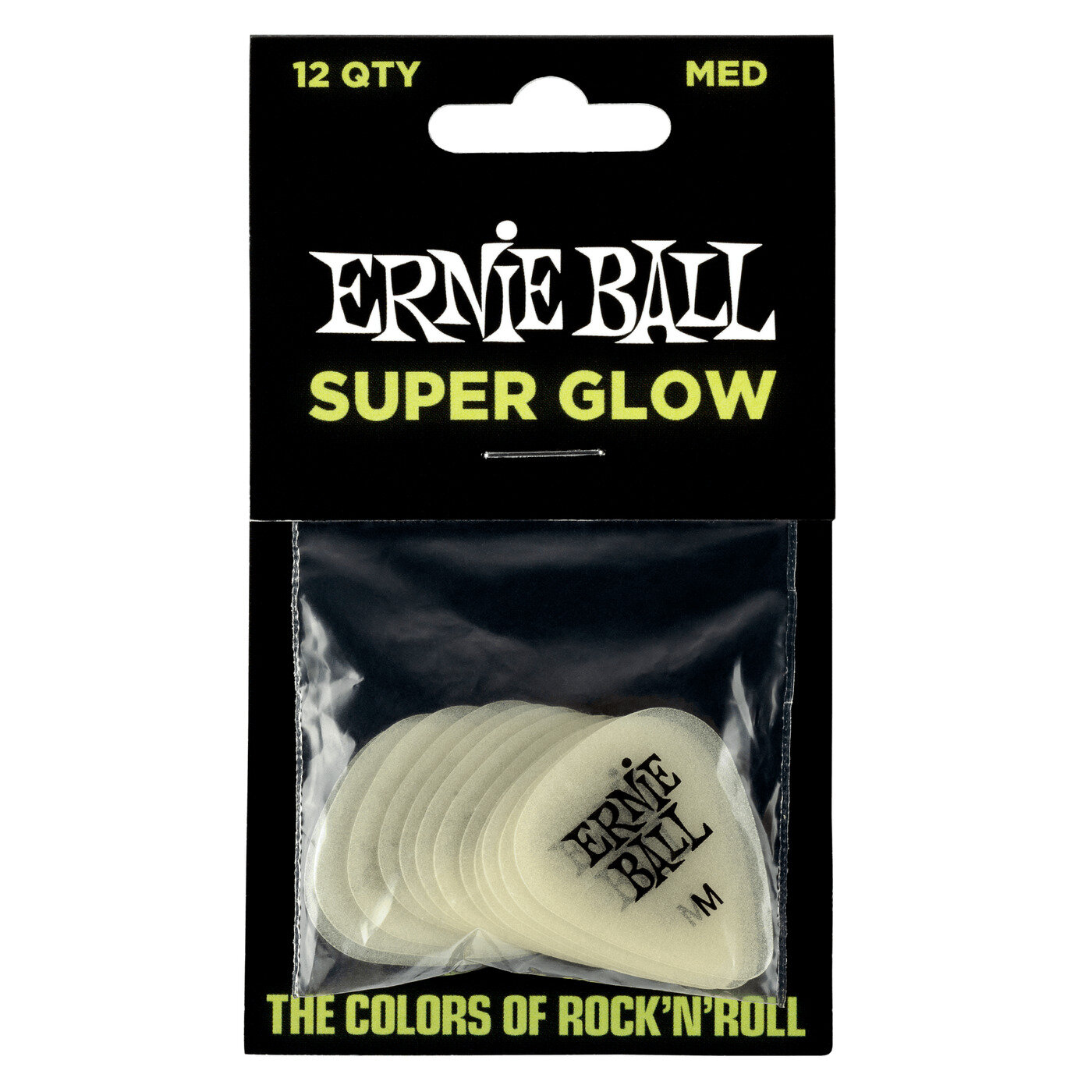 Медиаторы Ernie Ball 9225 Super Glow 0.72 мм 12 штук светятся в темноте