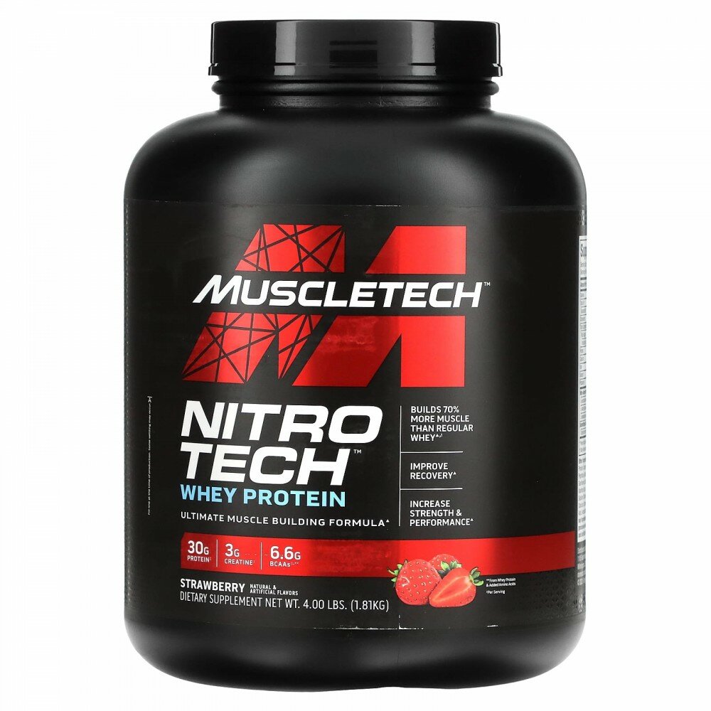 Muscletech, Nitro Tech, Whey Protein, Strawberry, 4 lbs (1.81 kg)