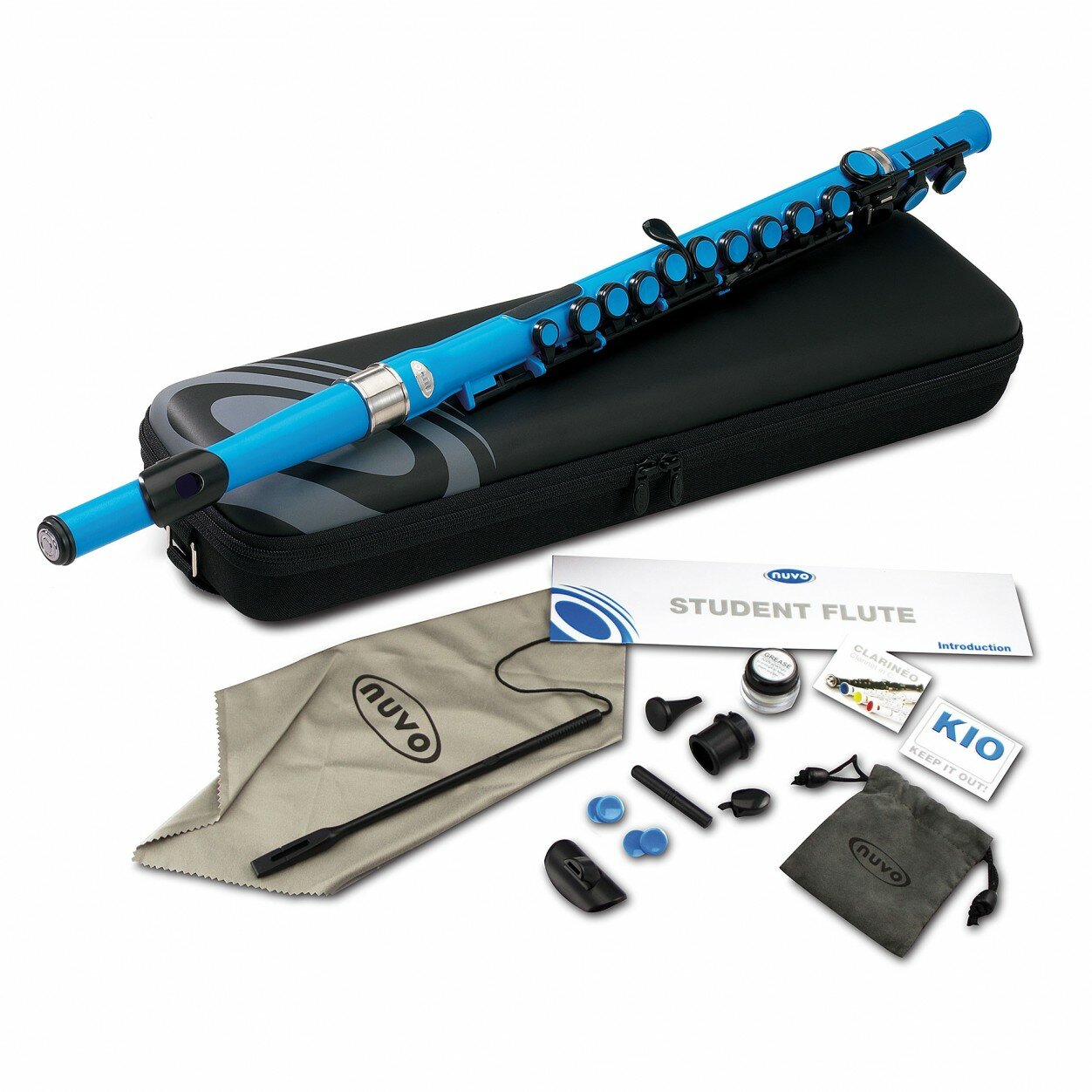 NUVO Student Flute Blue/Black флейта, студенческая модель, материал пластик, цвет синий/черный, в комплекте клапа