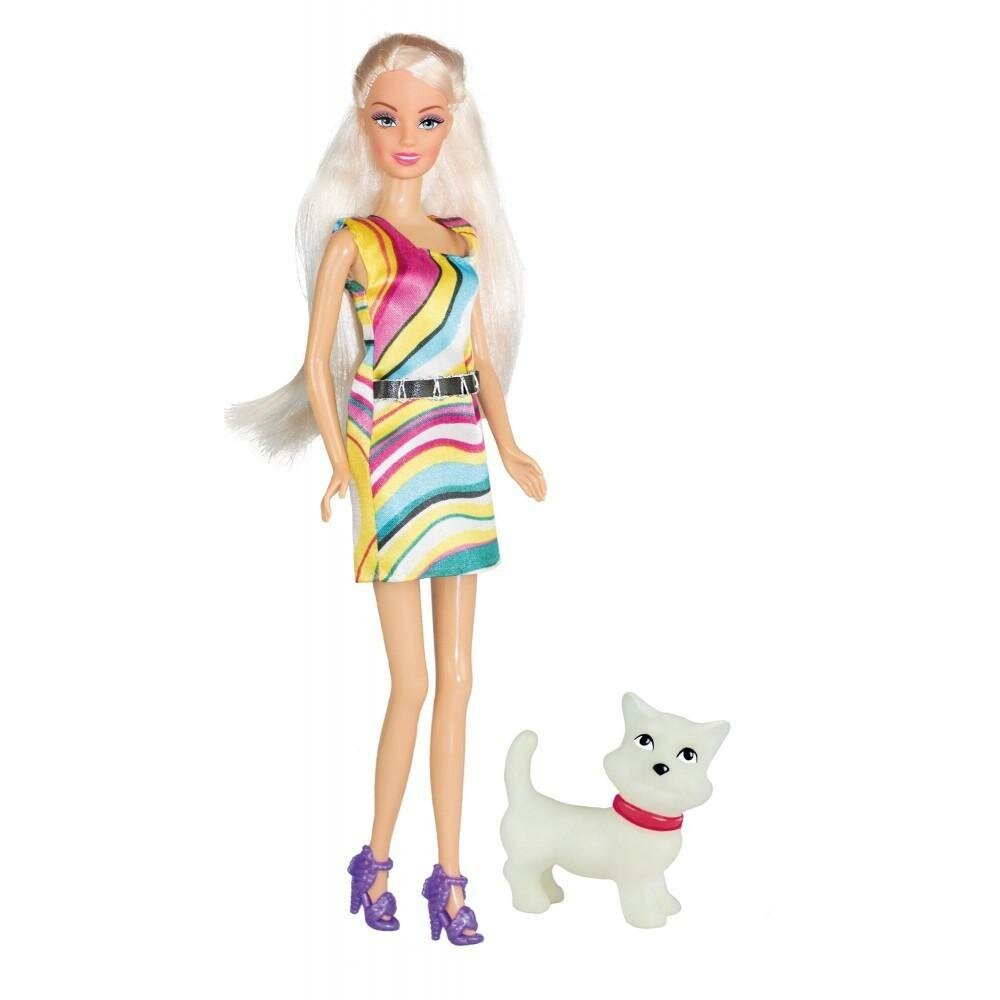 Кукла Toys Lab Ася Прогулка со щенком, Блондинка в ярком платье, 28 см 35057