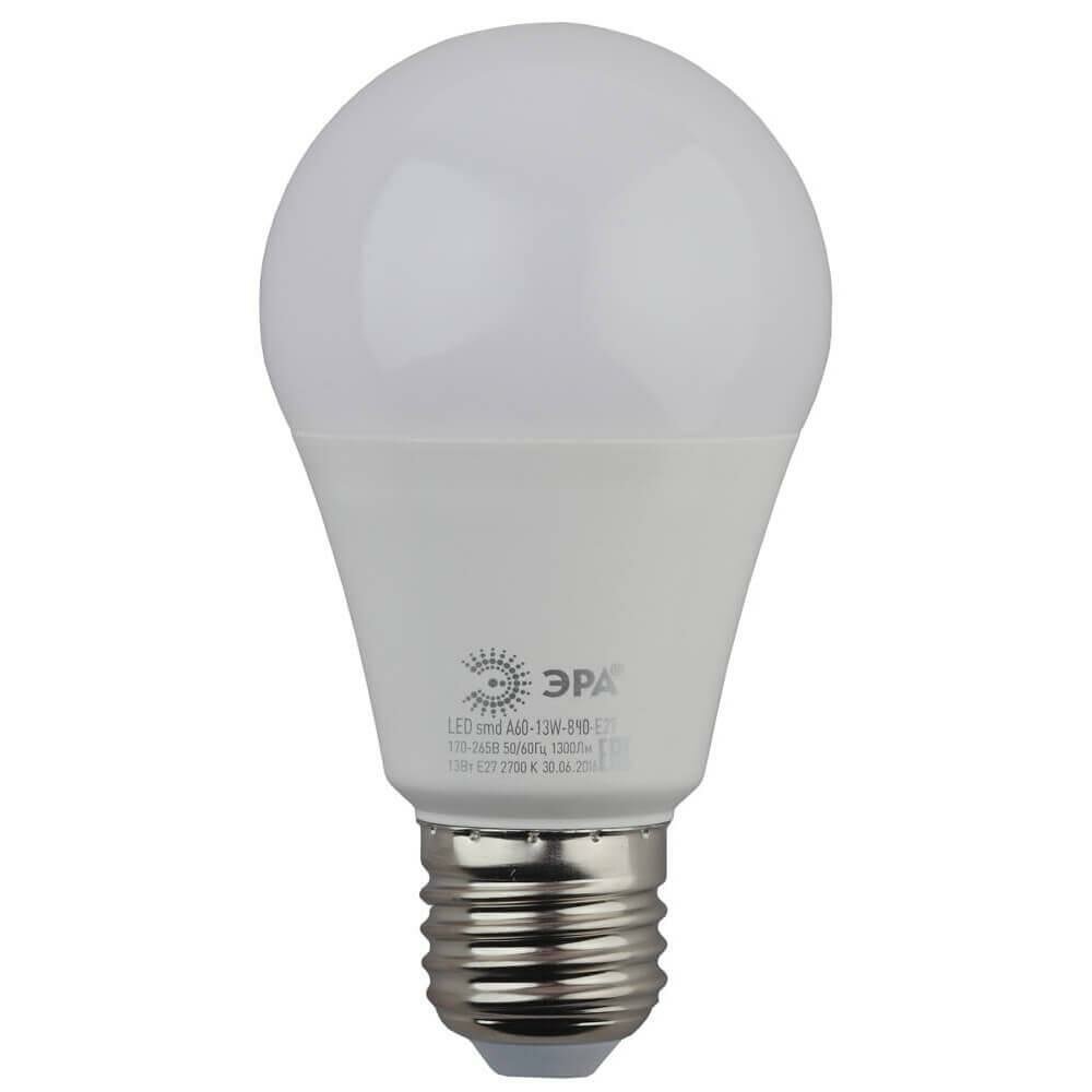 ЭРА Лампа светодиодная ЭРА E27 13W 4000K матовая LED A60-13W-840-E27 Б0020537