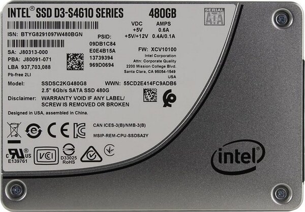 SSD диск 480Gb Intel SSDSC2KB480G801 .