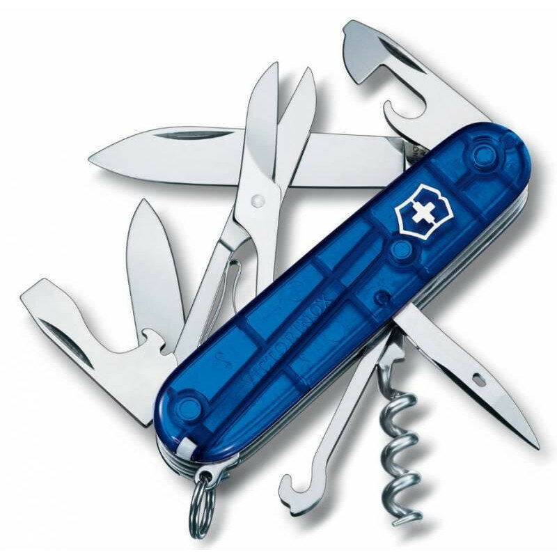 Victorinox швейцарский перочинный нож Climber 91мм 14 функций синий полупрозрачный (1.3703.T2)