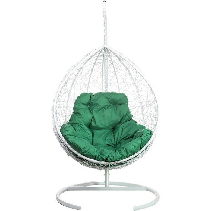 фото Подвесное кресло BiGarden Tropica white, зеленая подушка